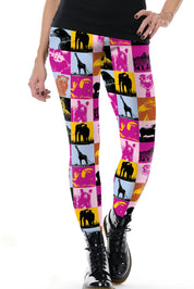 Leggings jours froids en coton animal art