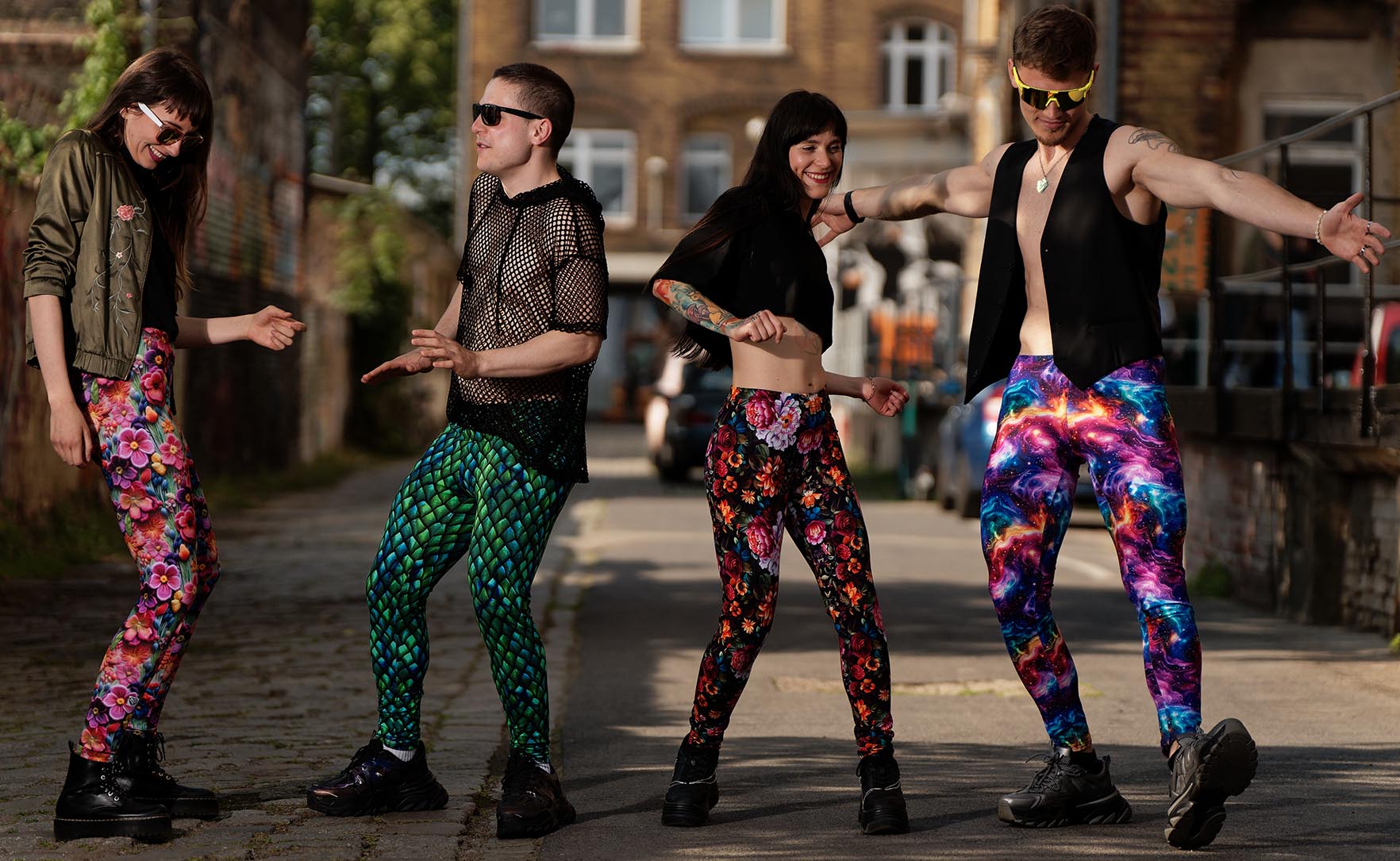 Detailansicht der hochwertigen Verarbeitung unserer Curlix Meggings aus Baumwolle für Party Festival oder zum Yoga