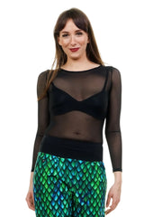 Chemise à manches longues en maille noire