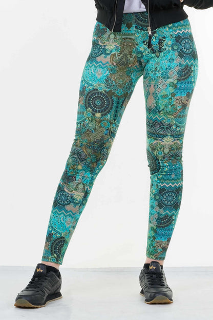 Cotton leggings blue paisley