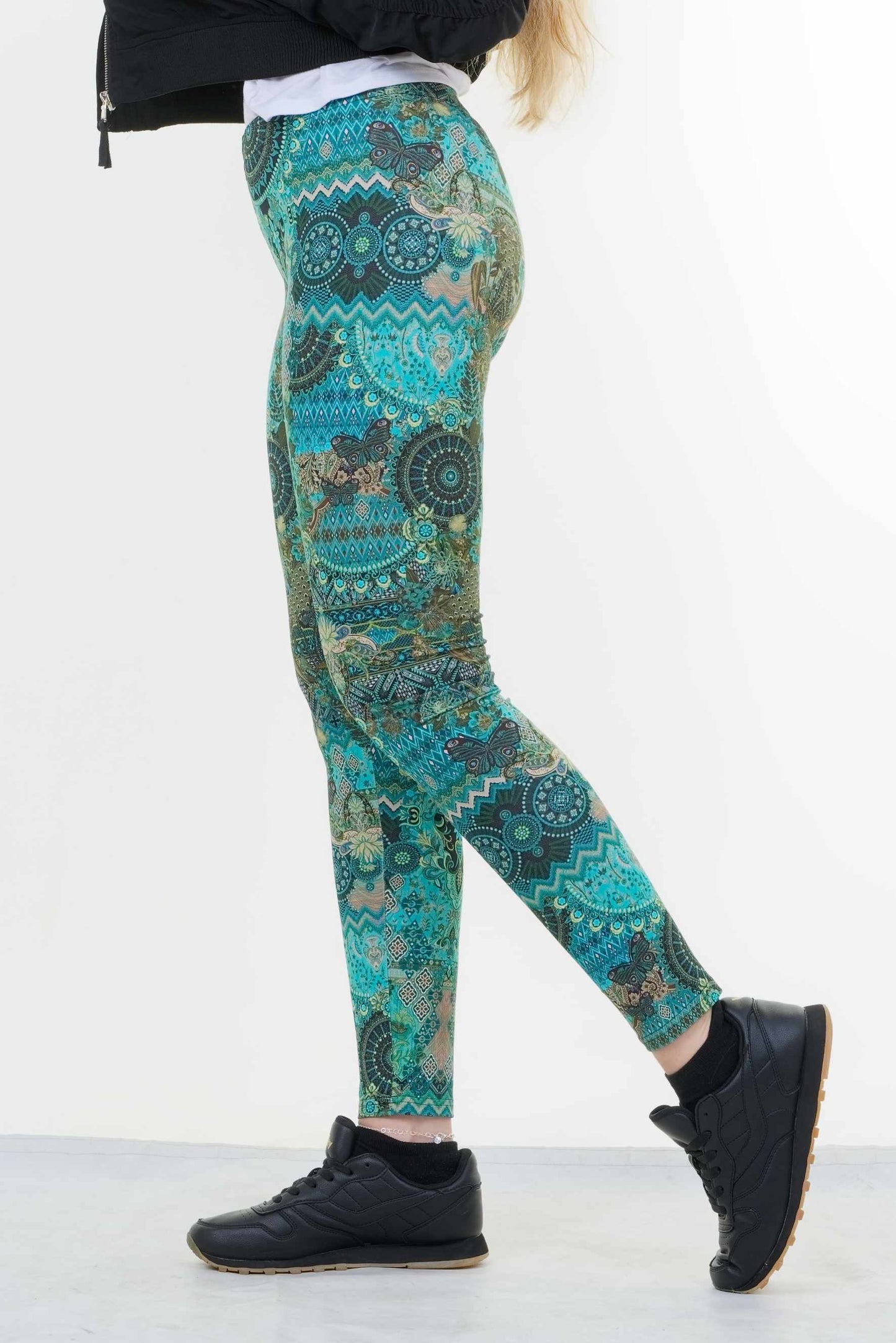 Cotton leggings blue paisley