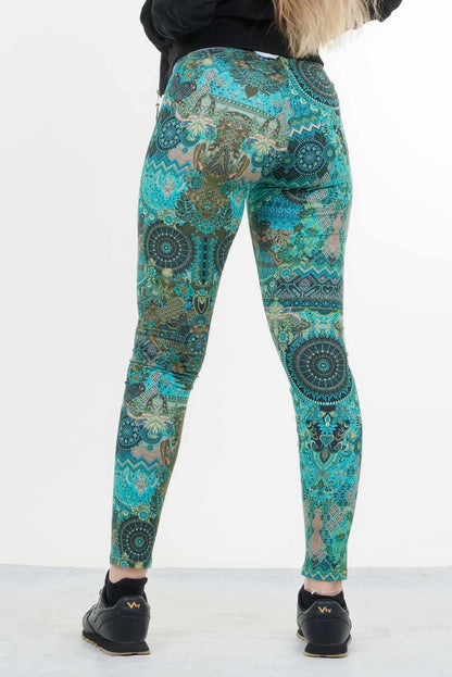 Cotton leggings blue paisley