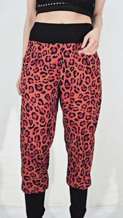 Women's Light Baggy Lilac Trousers – Leopard Red – Summer Blouse Fabric Trousers