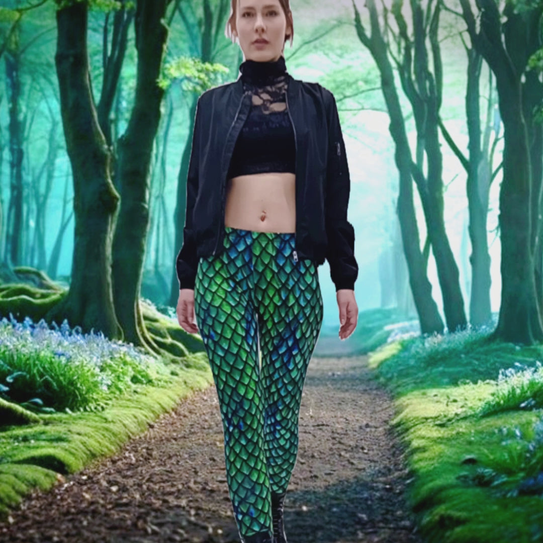 Leggings coton dragon scintillant