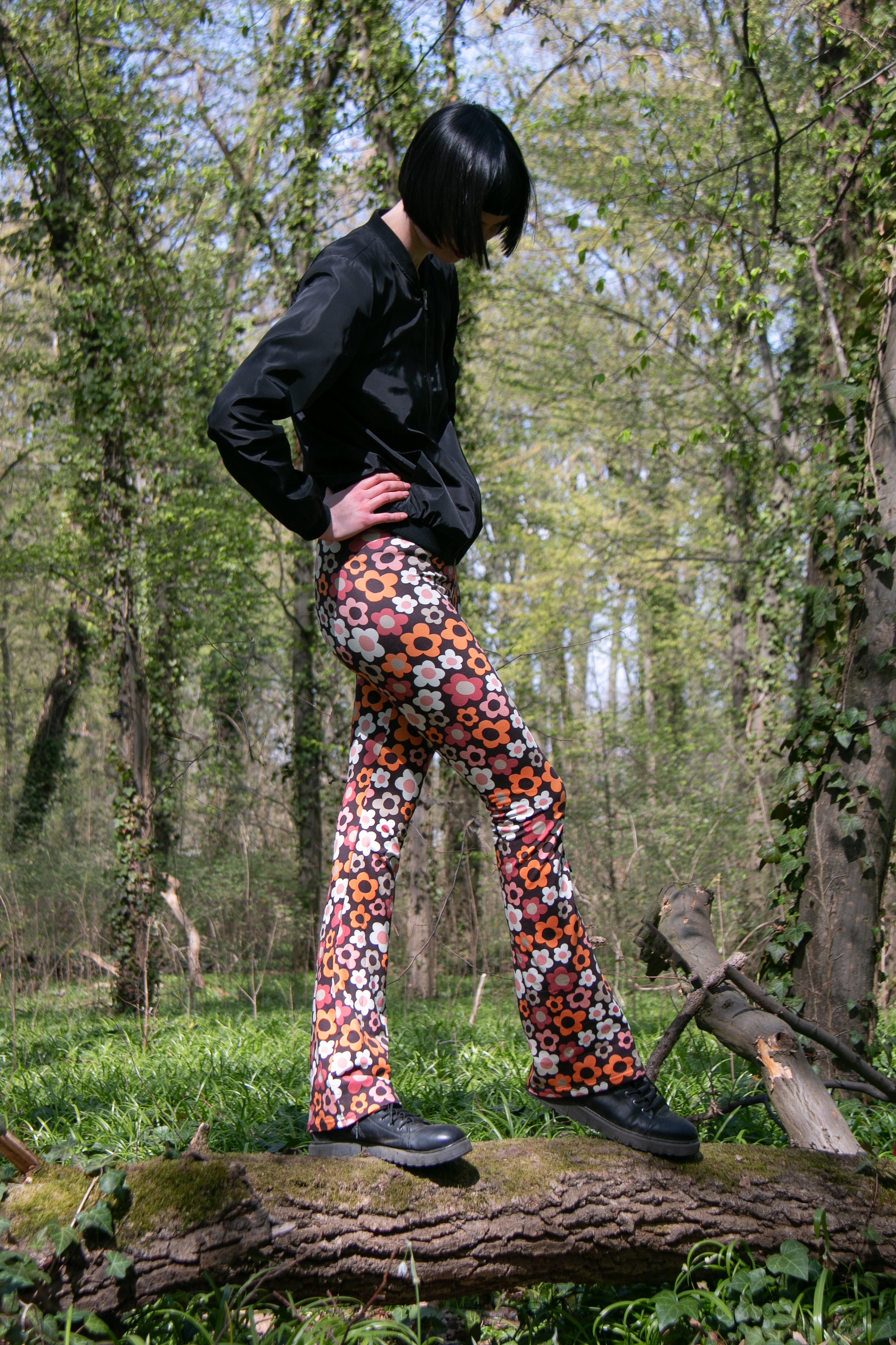 Leggings mit Schlag - retro flower