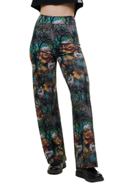 Weite Baumwollhose mit buntem, floralem Muster und hoher Taille, perfekt für den Sommer
