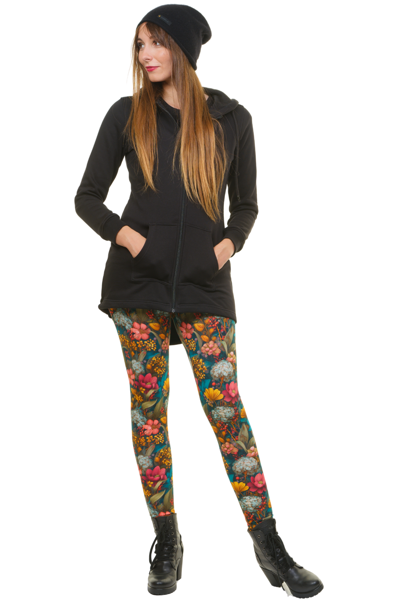 Winter leggings with floral design