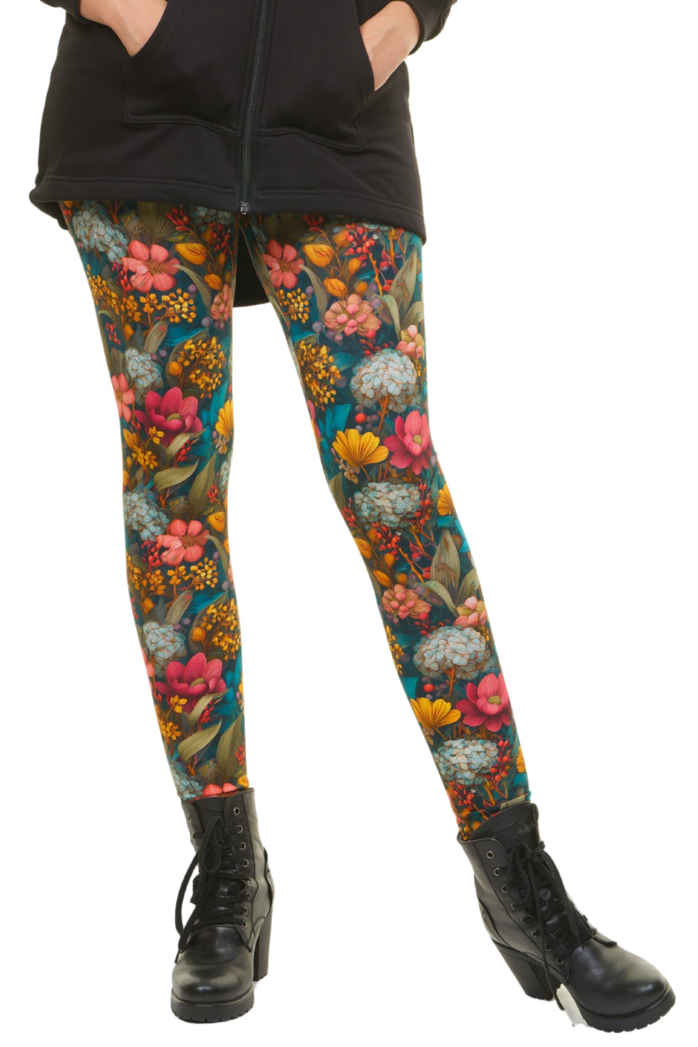 Winter leggings with floral design