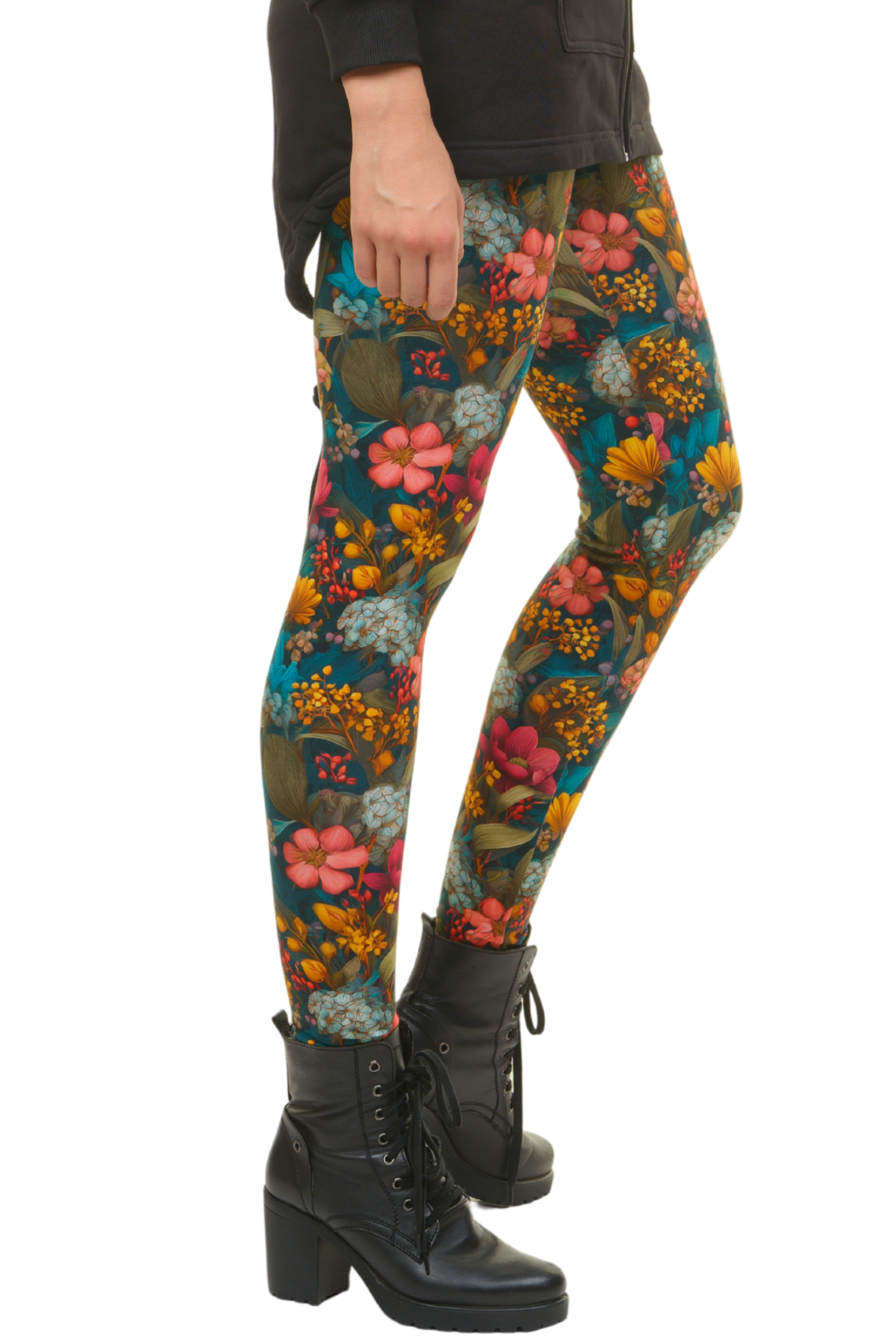 Winter leggings with floral design