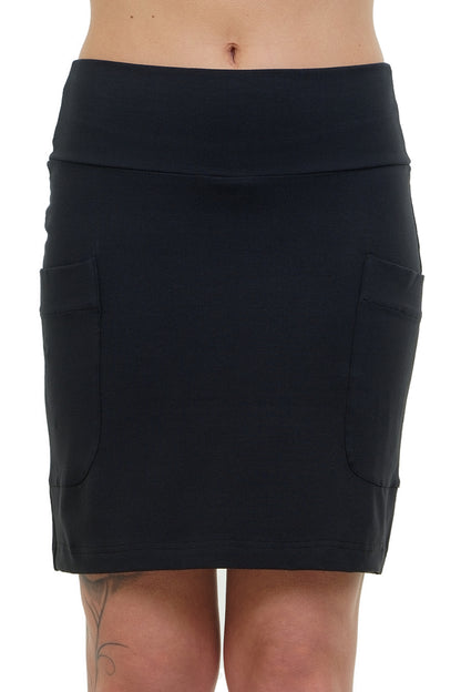 Fancy mini skirt black - cool skirt with pockets made of cotton jersey